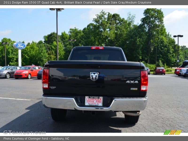 Brilliant Black Crystal Pearl / Dark Slate Gray/Medium Graystone 2011 Dodge Ram 1500 ST Quad Cab 4x4