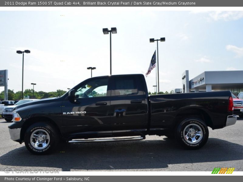 Brilliant Black Crystal Pearl / Dark Slate Gray/Medium Graystone 2011 Dodge Ram 1500 ST Quad Cab 4x4