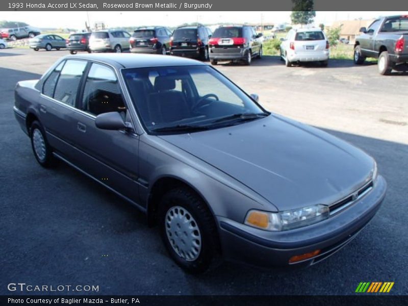 Rosewood Brown Metallic / Burgundy 1993 Honda Accord LX Sedan