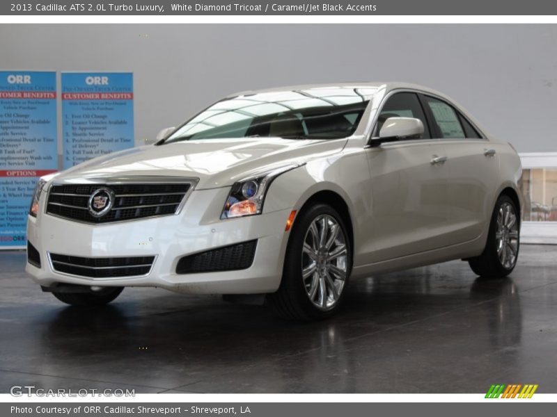 White Diamond Tricoat / Caramel/Jet Black Accents 2013 Cadillac ATS 2.0L Turbo Luxury