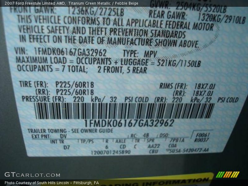 Titanium Green Metallic / Pebble Beige 2007 Ford Freestyle Limited AWD