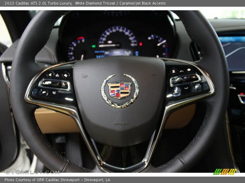 White Diamond Tricoat / Caramel/Jet Black Accents 2013 Cadillac ATS 2.0L Turbo Luxury