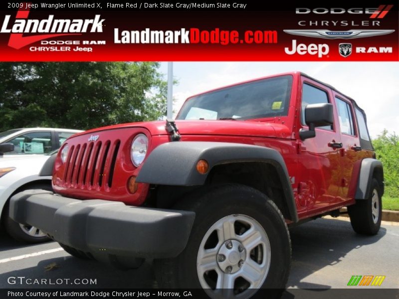 Flame Red / Dark Slate Gray/Medium Slate Gray 2009 Jeep Wrangler Unlimited X