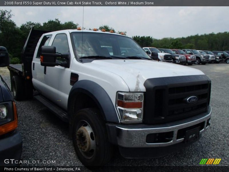 Oxford White / Medium Stone 2008 Ford F550 Super Duty XL Crew Cab 4x4 Stake Truck