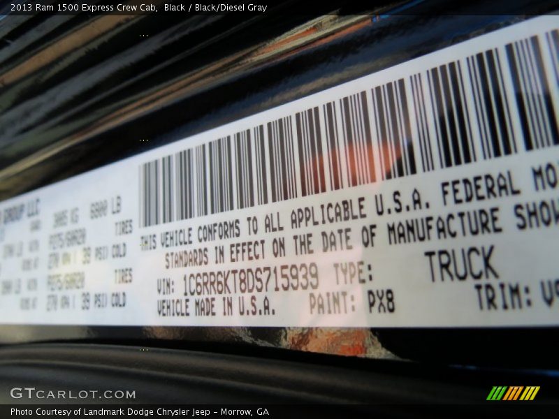 Black / Black/Diesel Gray 2013 Ram 1500 Express Crew Cab