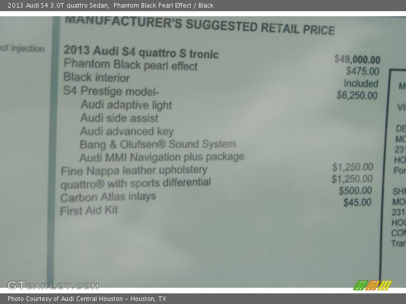 Phantom Black Pearl Effect / Black 2013 Audi S4 3.0T quattro Sedan