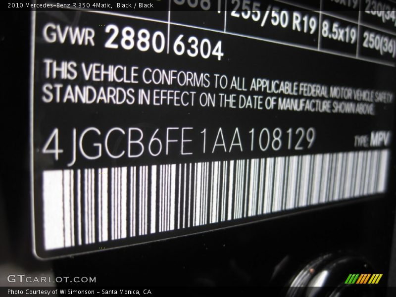 Black / Black 2010 Mercedes-Benz R 350 4Matic