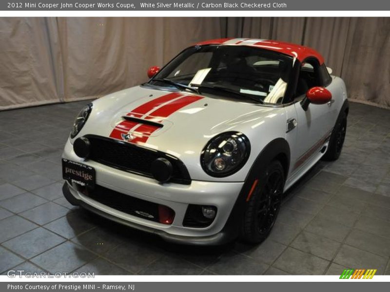 White Silver Metallic / Carbon Black Checkered Cloth 2012 Mini Cooper John Cooper Works Coupe
