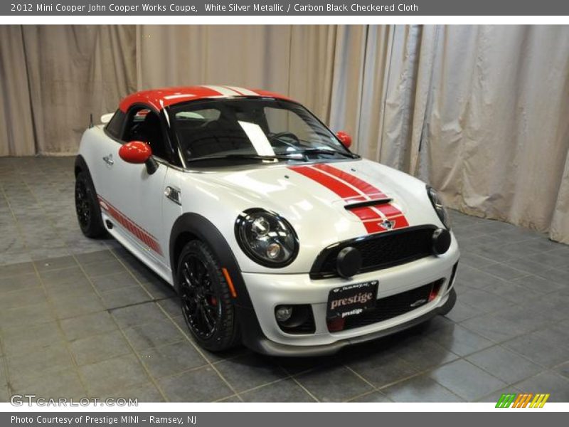 White Silver Metallic / Carbon Black Checkered Cloth 2012 Mini Cooper John Cooper Works Coupe