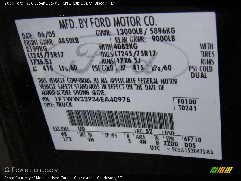 Black / Tan 2006 Ford F350 Super Duty XLT Crew Cab Dually