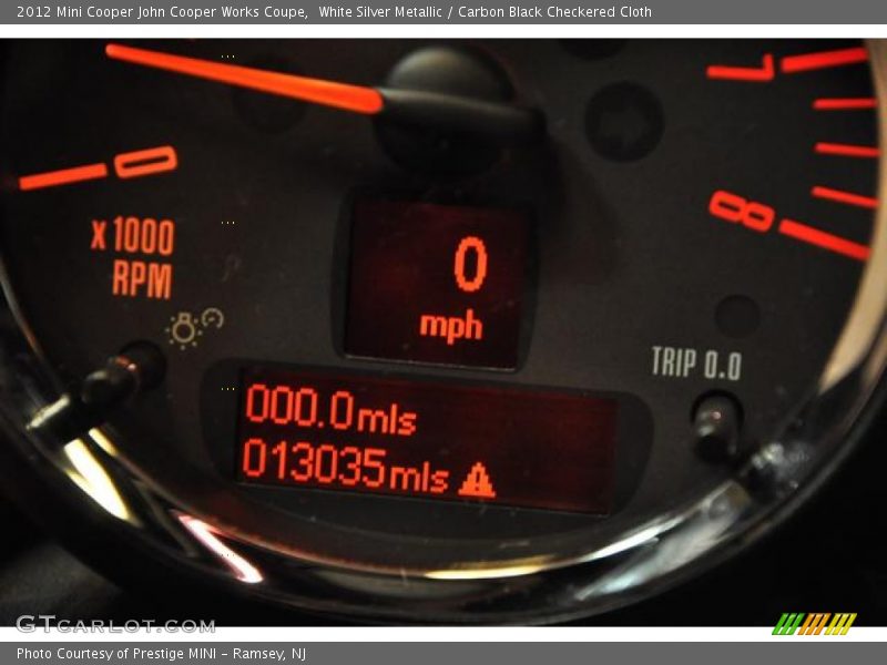 White Silver Metallic / Carbon Black Checkered Cloth 2012 Mini Cooper John Cooper Works Coupe