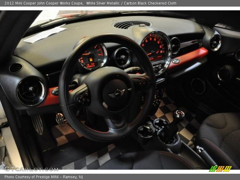 White Silver Metallic / Carbon Black Checkered Cloth 2012 Mini Cooper John Cooper Works Coupe