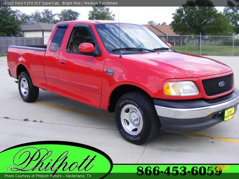 Bright Red / Medium Parchment 2002 Ford F150 XLT SuperCab