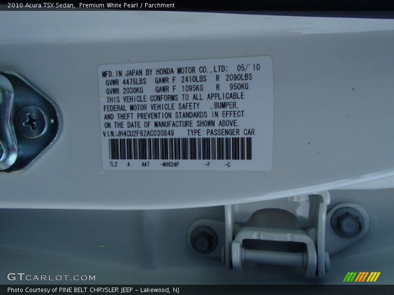 Premium White Pearl / Parchment 2010 Acura TSX Sedan
