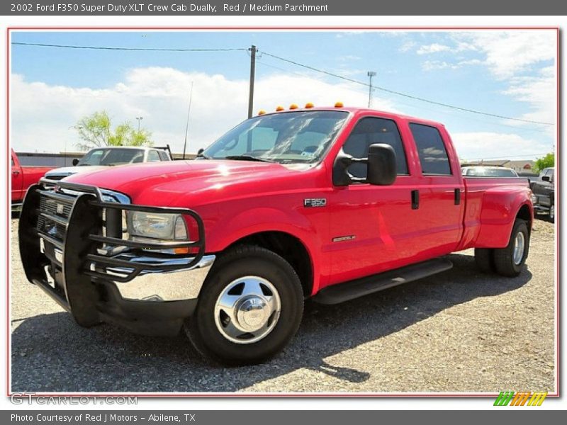 Red / Medium Parchment 2002 Ford F350 Super Duty XLT Crew Cab Dually