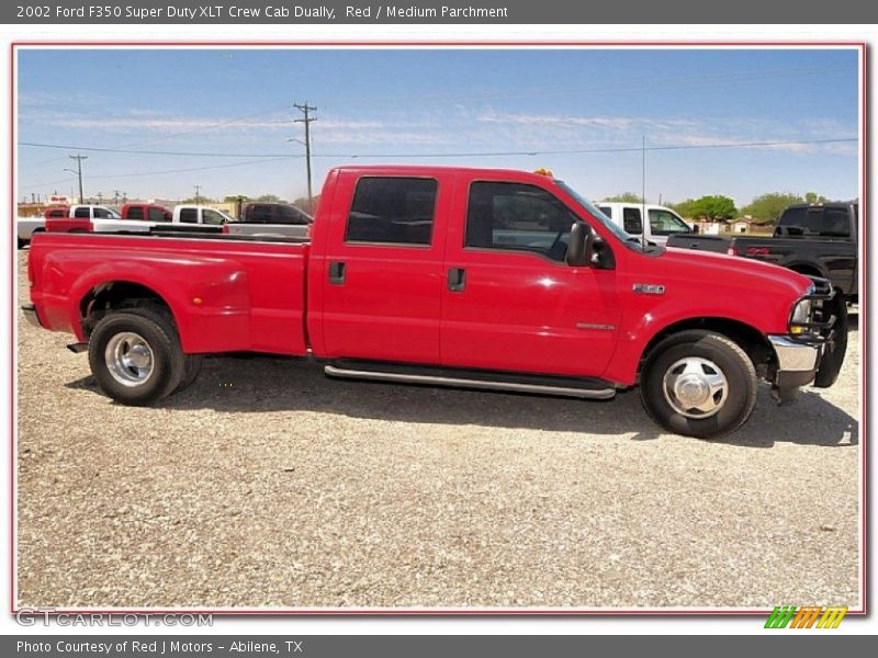 Red / Medium Parchment 2002 Ford F350 Super Duty XLT Crew Cab Dually