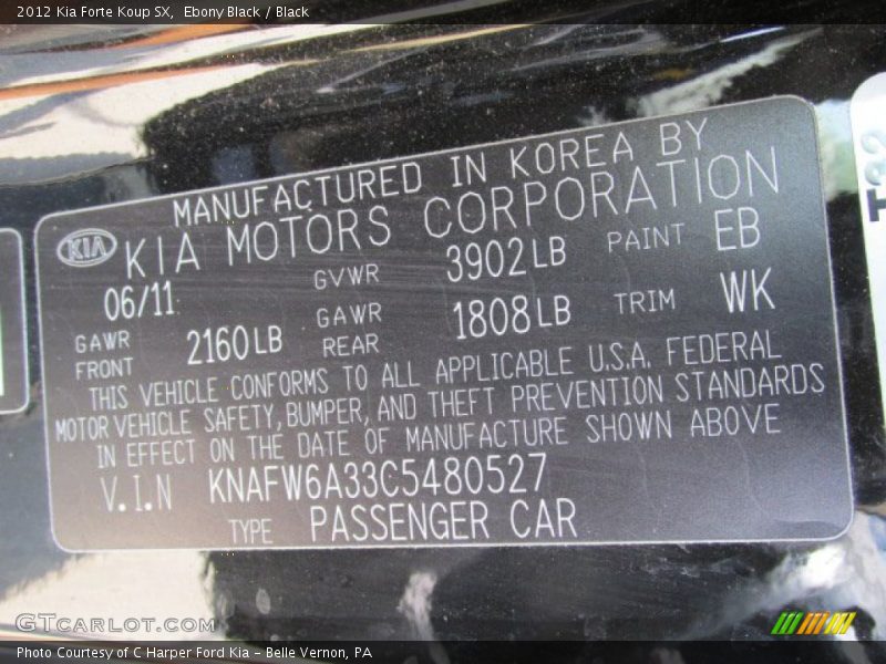 Ebony Black / Black 2012 Kia Forte Koup SX