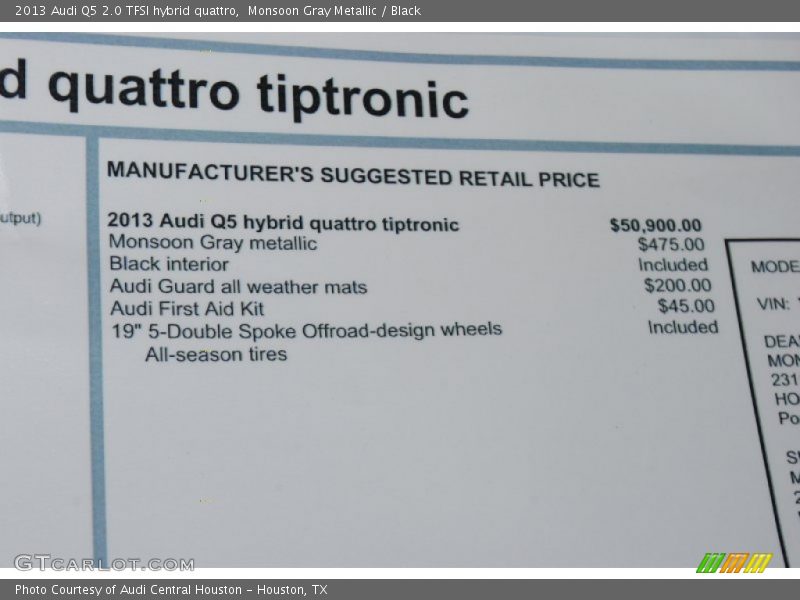  2013 Q5 2.0 TFSI hybrid quattro Window Sticker