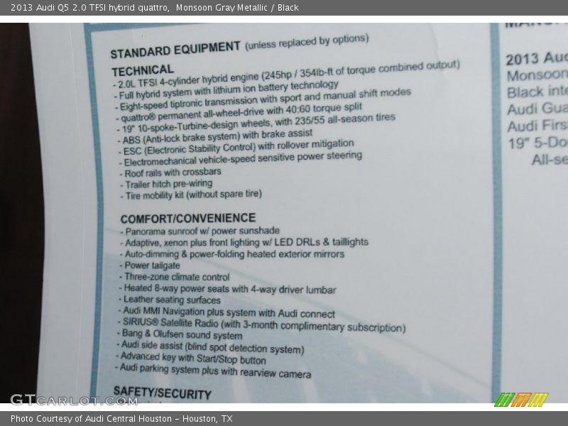 Monsoon Gray Metallic / Black 2013 Audi Q5 2.0 TFSI hybrid quattro