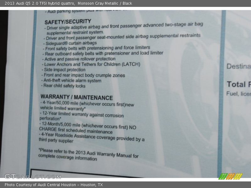Monsoon Gray Metallic / Black 2013 Audi Q5 2.0 TFSI hybrid quattro