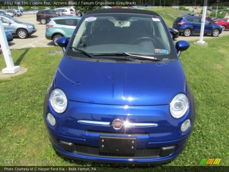 Azzurro (Blue) / Tessuto Grigio/Nero (Grey/Black) 2012 Fiat 500 c cabrio Pop
