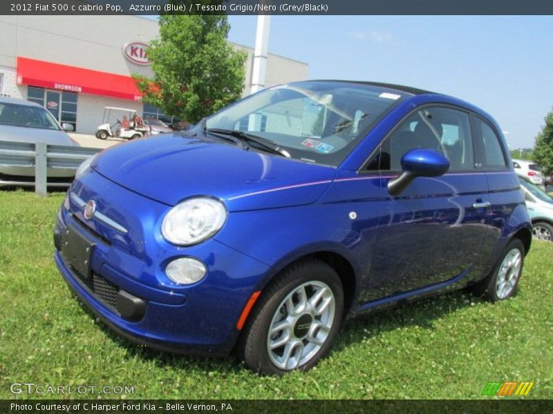 Azzurro (Blue) / Tessuto Grigio/Nero (Grey/Black) 2012 Fiat 500 c cabrio Pop
