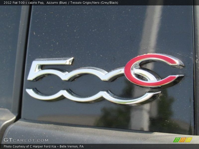 Azzurro (Blue) / Tessuto Grigio/Nero (Grey/Black) 2012 Fiat 500 c cabrio Pop
