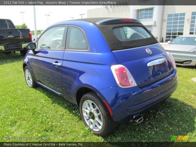 Azzurro (Blue) / Tessuto Grigio/Nero (Grey/Black) 2012 Fiat 500 c cabrio Pop