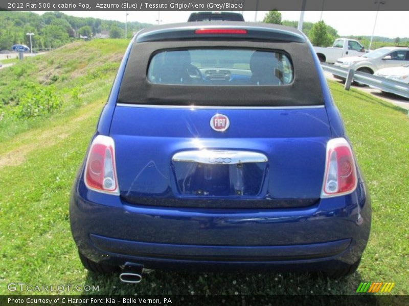 Azzurro (Blue) / Tessuto Grigio/Nero (Grey/Black) 2012 Fiat 500 c cabrio Pop