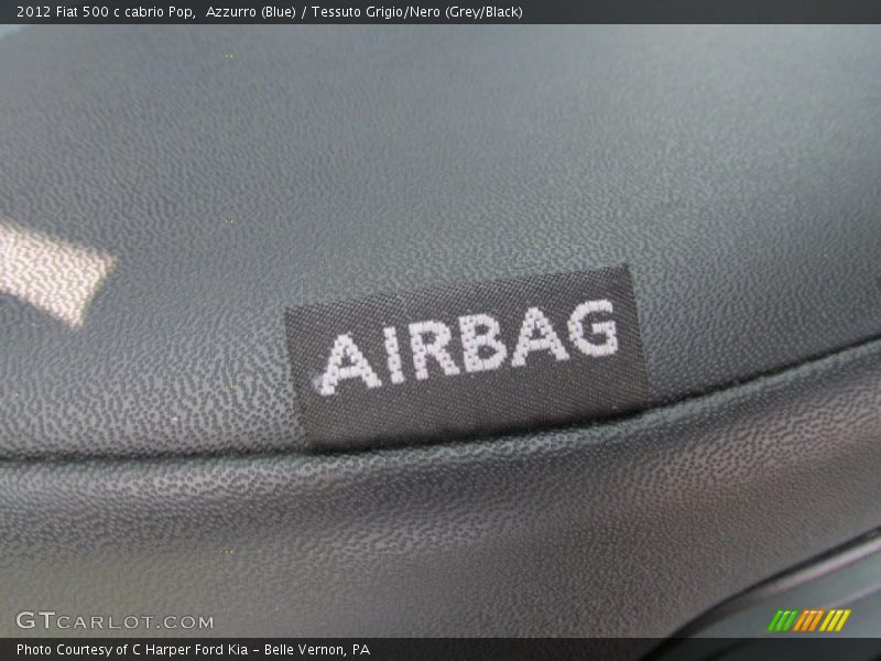 Azzurro (Blue) / Tessuto Grigio/Nero (Grey/Black) 2012 Fiat 500 c cabrio Pop