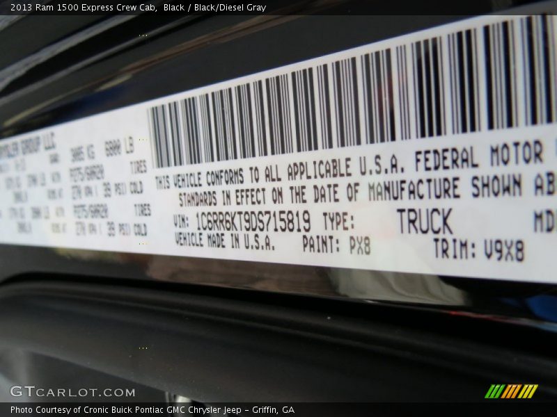 Black / Black/Diesel Gray 2013 Ram 1500 Express Crew Cab