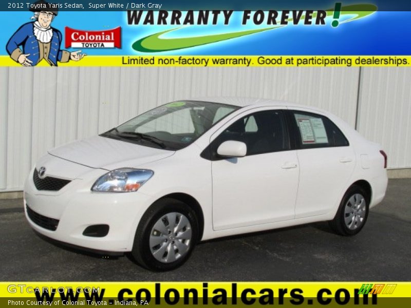 Super White / Dark Gray 2012 Toyota Yaris Sedan