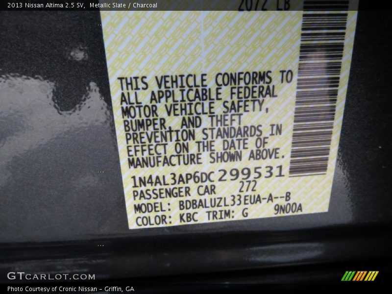 Metallic Slate / Charcoal 2013 Nissan Altima 2.5 SV