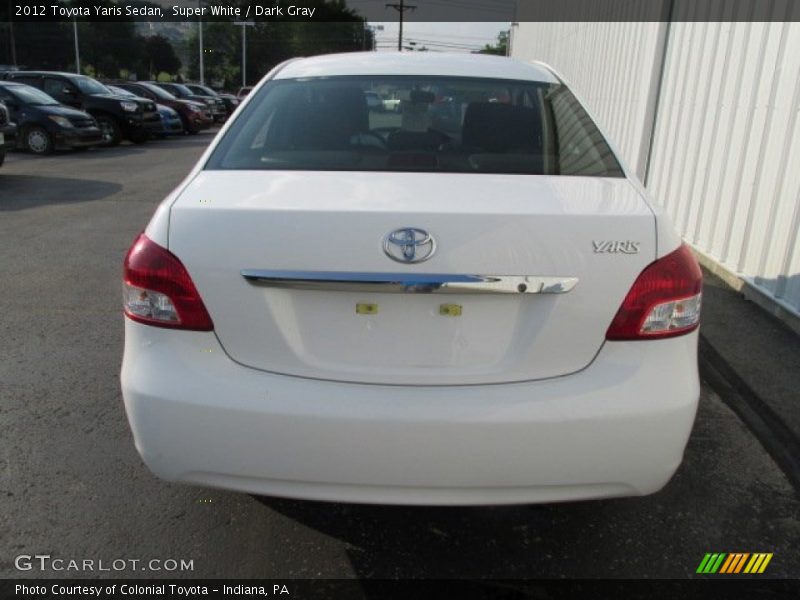 Super White / Dark Gray 2012 Toyota Yaris Sedan