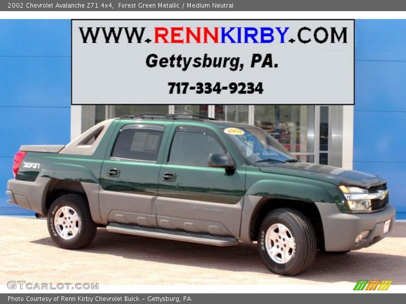 Forest Green Metallic / Medium Neutral 2002 Chevrolet Avalanche Z71 4x4