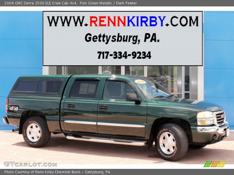 Polo Green Metallic / Dark Pewter 2004 GMC Sierra 1500 SLE Crew Cab 4x4