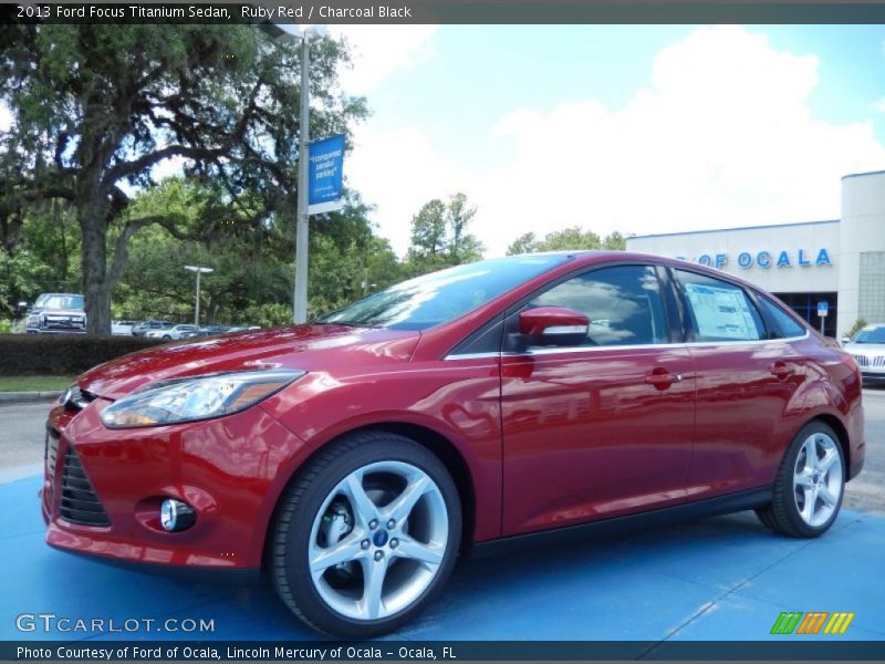 Ruby Red / Charcoal Black 2013 Ford Focus Titanium Sedan