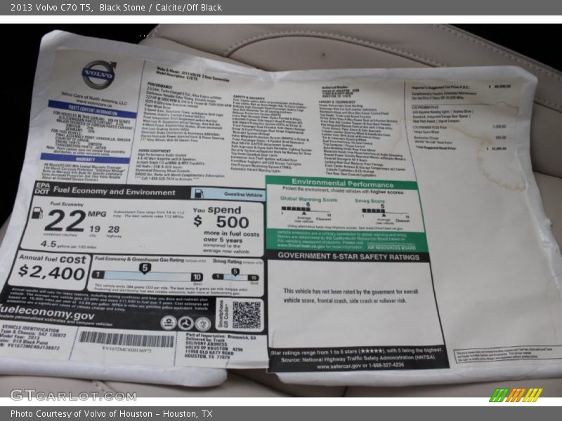 Black Stone / Calcite/Off Black 2013 Volvo C70 T5