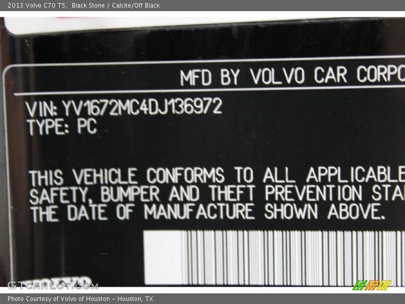 Black Stone / Calcite/Off Black 2013 Volvo C70 T5