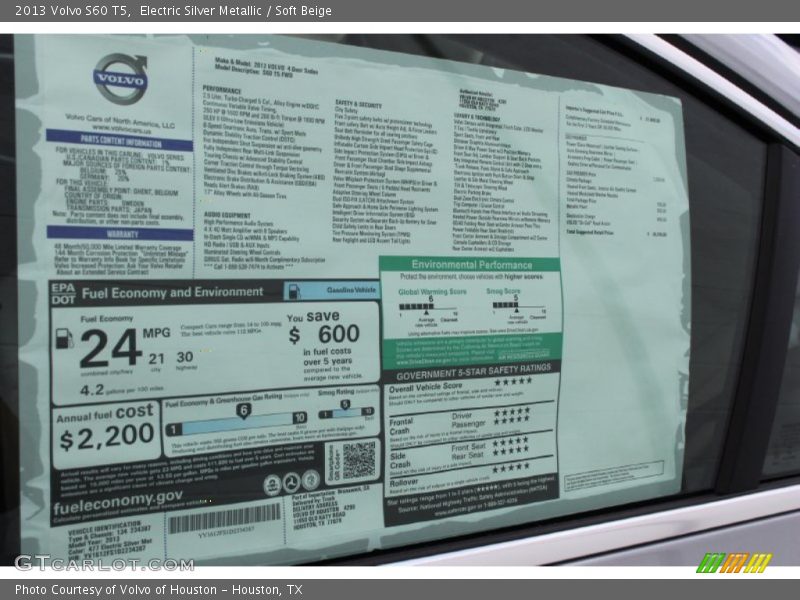 Electric Silver Metallic / Soft Beige 2013 Volvo S60 T5