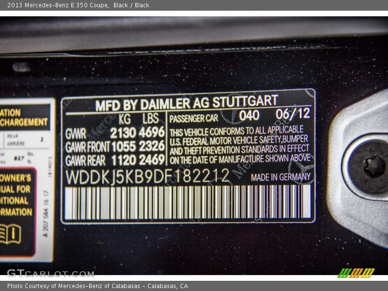 Black / Black 2013 Mercedes-Benz E 350 Coupe
