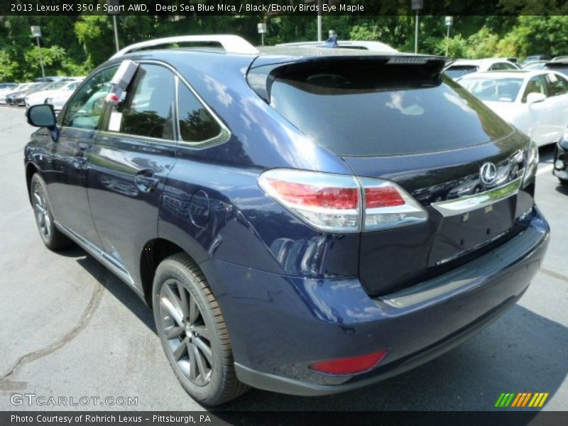 Deep Sea Blue Mica / Black/Ebony Birds Eye Maple 2013 Lexus RX 350 F Sport AWD