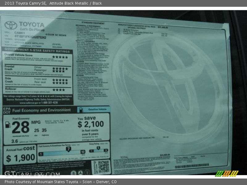 Attitude Black Metallic / Black 2013 Toyota Camry SE