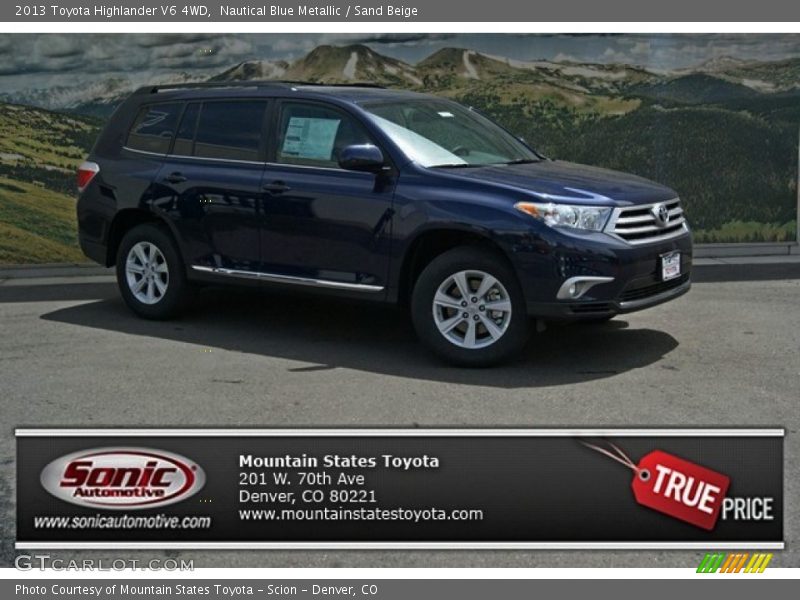 Nautical Blue Metallic / Sand Beige 2013 Toyota Highlander V6 4WD