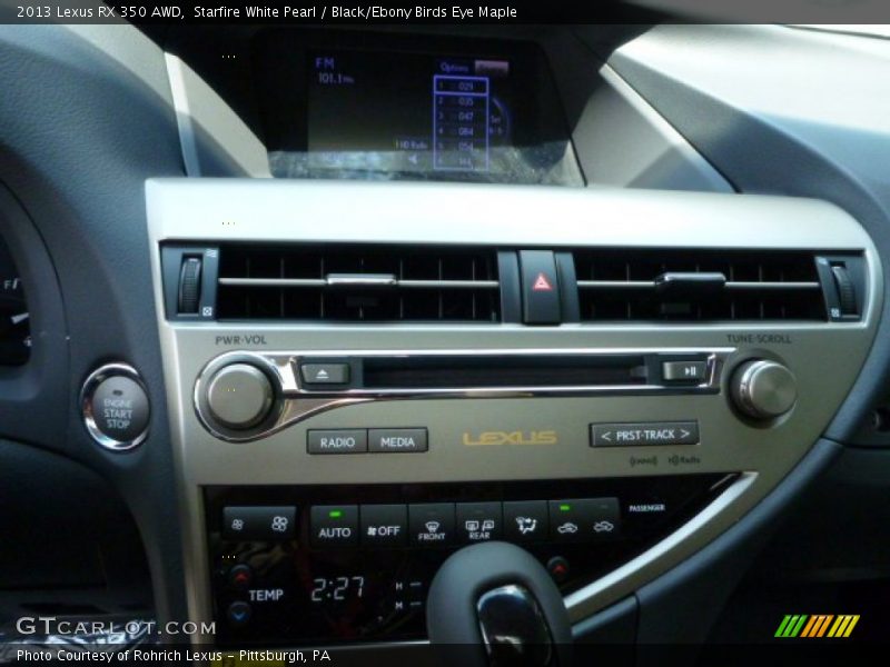 Starfire White Pearl / Black/Ebony Birds Eye Maple 2013 Lexus RX 350 AWD