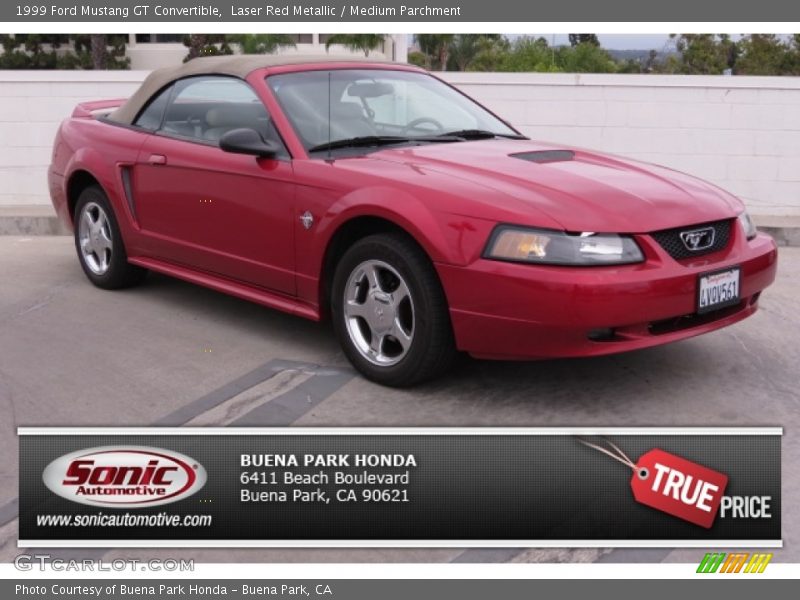 Laser Red Metallic / Medium Parchment 1999 Ford Mustang GT Convertible