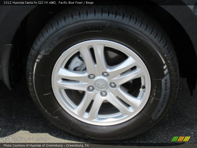 Pacific Blue Pearl / Beige 2012 Hyundai Santa Fe GLS V6 AWD