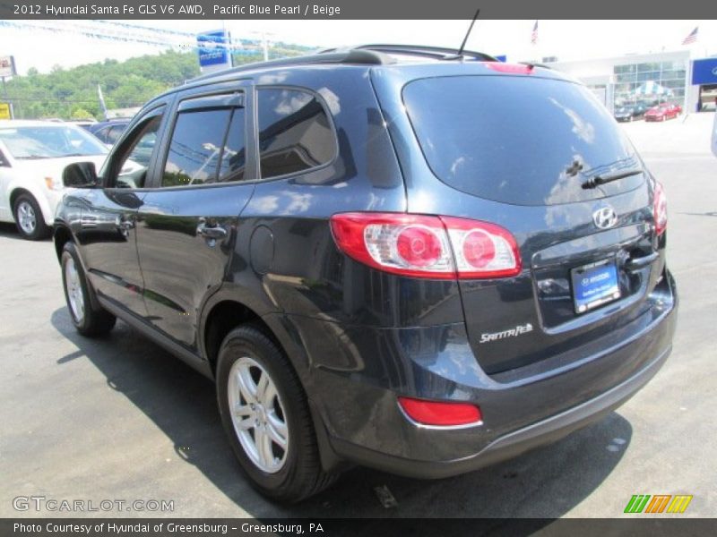Pacific Blue Pearl / Beige 2012 Hyundai Santa Fe GLS V6 AWD