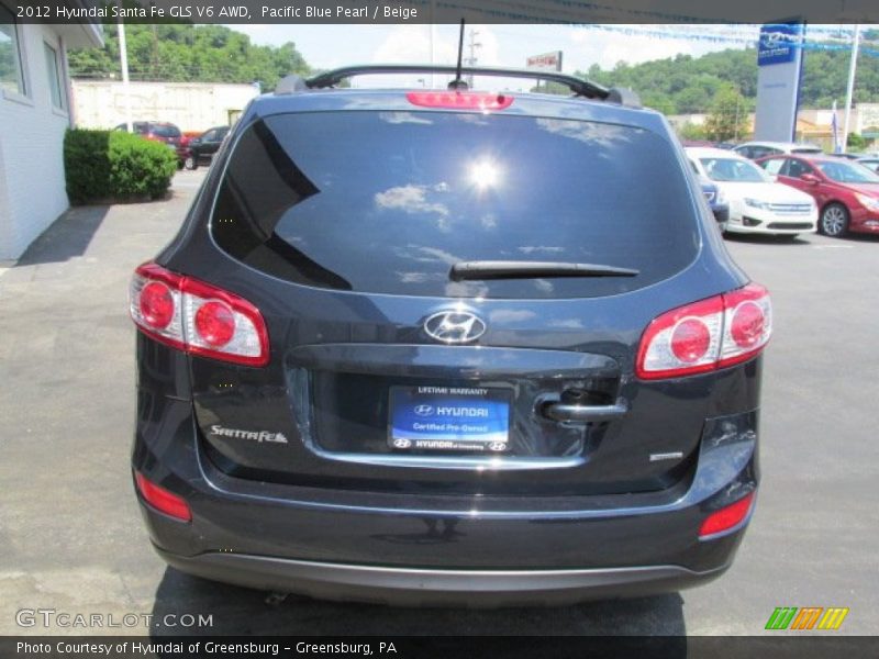 Pacific Blue Pearl / Beige 2012 Hyundai Santa Fe GLS V6 AWD