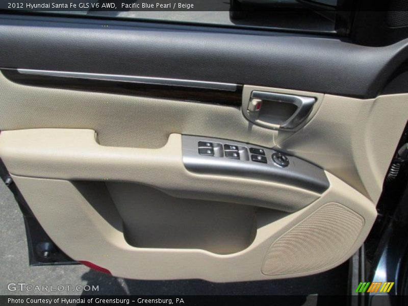 Pacific Blue Pearl / Beige 2012 Hyundai Santa Fe GLS V6 AWD